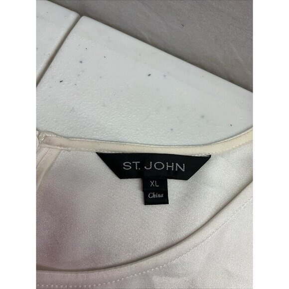 St. John Ivory Cap sleeve satin blouse top Formal Party‎ Layering size XL - Picture 7 of 14